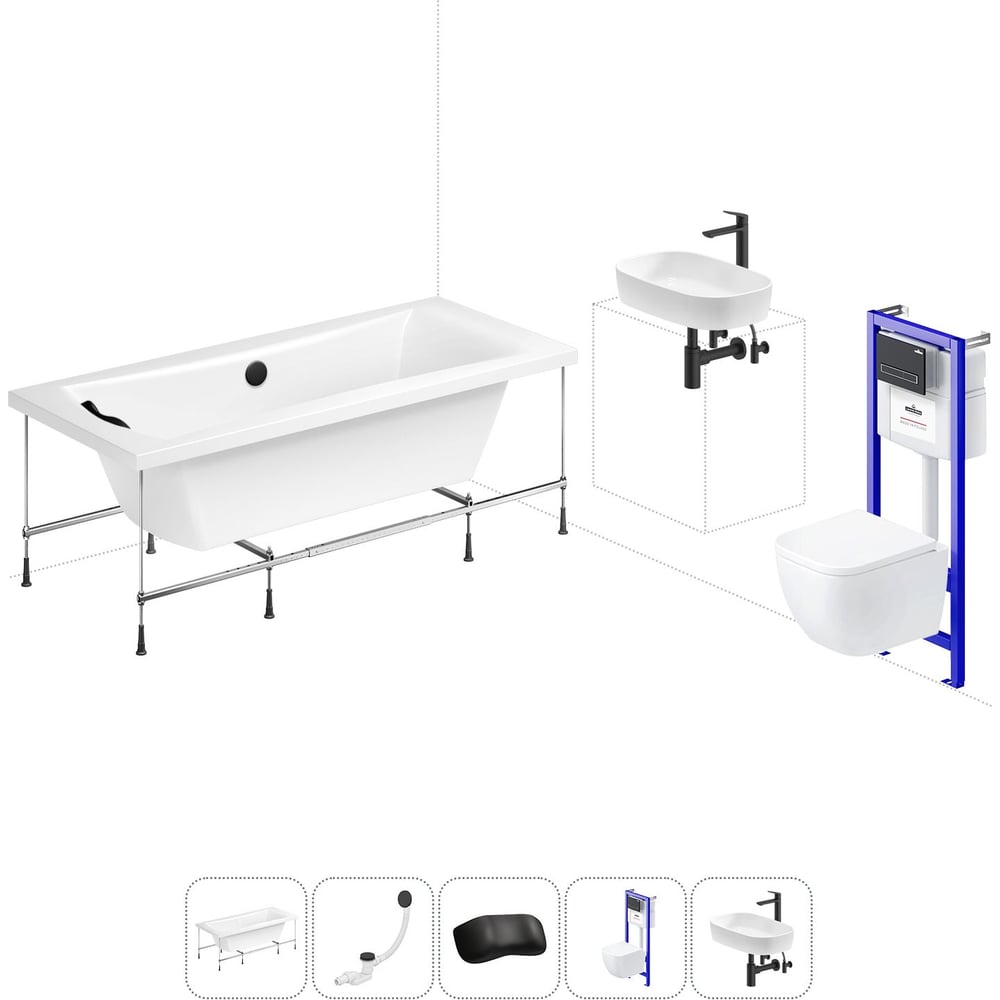 Изображение товара Комплект 6 в 1 Lavinia Boho Evan акриловая ванна 200x90 см с инсталляцией