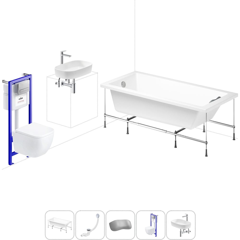 Изображение товара Комплект 6 в 1 Lavinia Boho Catani акриловая ванна 170x80