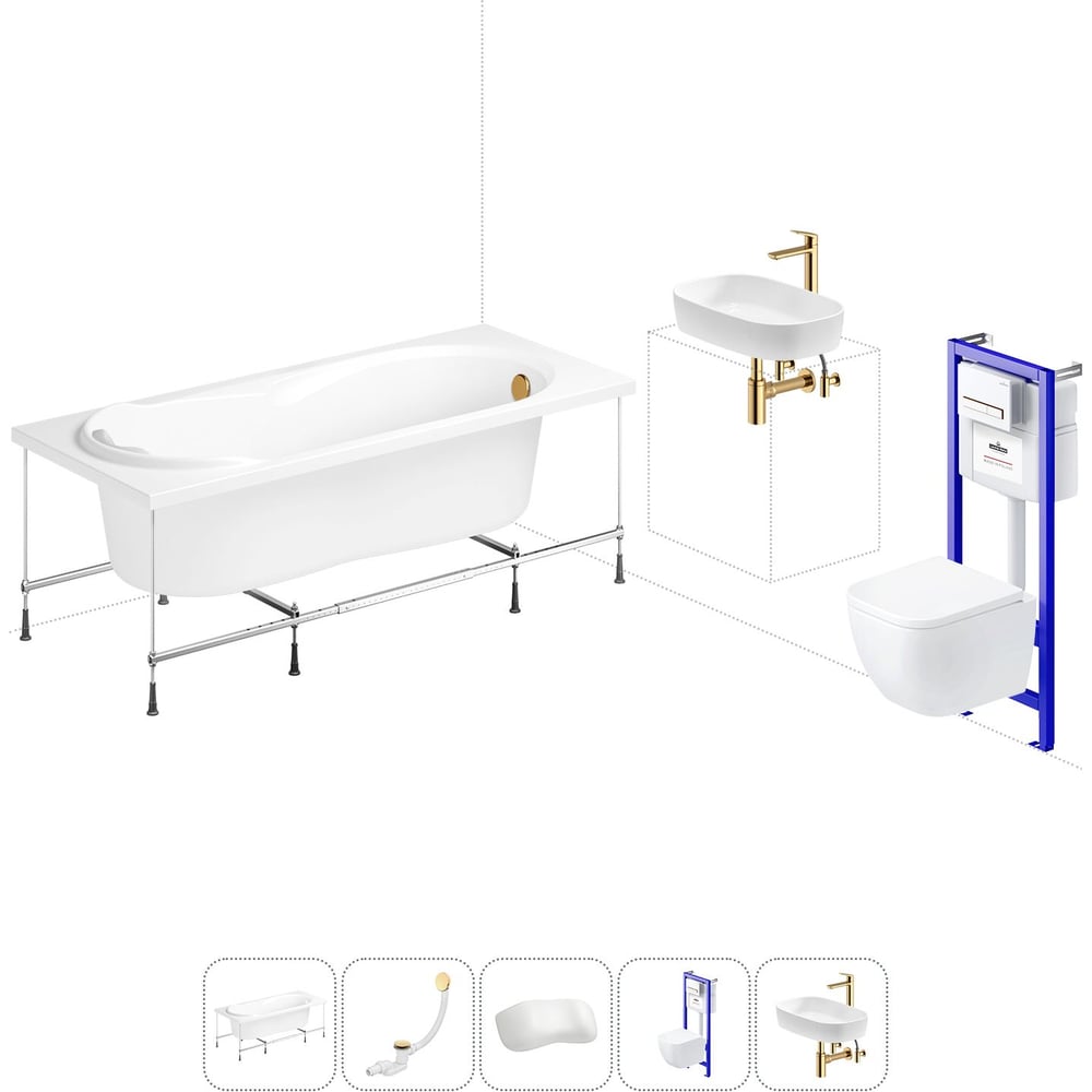 Изображение товара Комплект ванна и унитаз Lavinia Boho Easter Pro 160x70 акрил modern