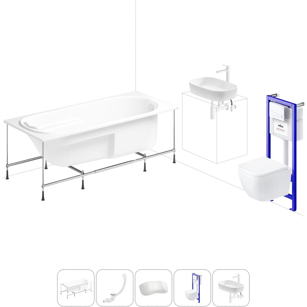 Изображение товара Комплект ванна 150x75 с инсталляцией и унитазом Lavinia Boho Bristol