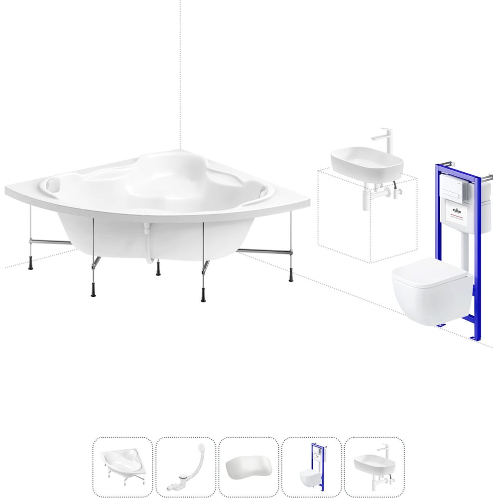 Изображение товара Комплект 6 в 1 Lavinia Boho Elegant акриловая ванна 150x150 с инсталляцией