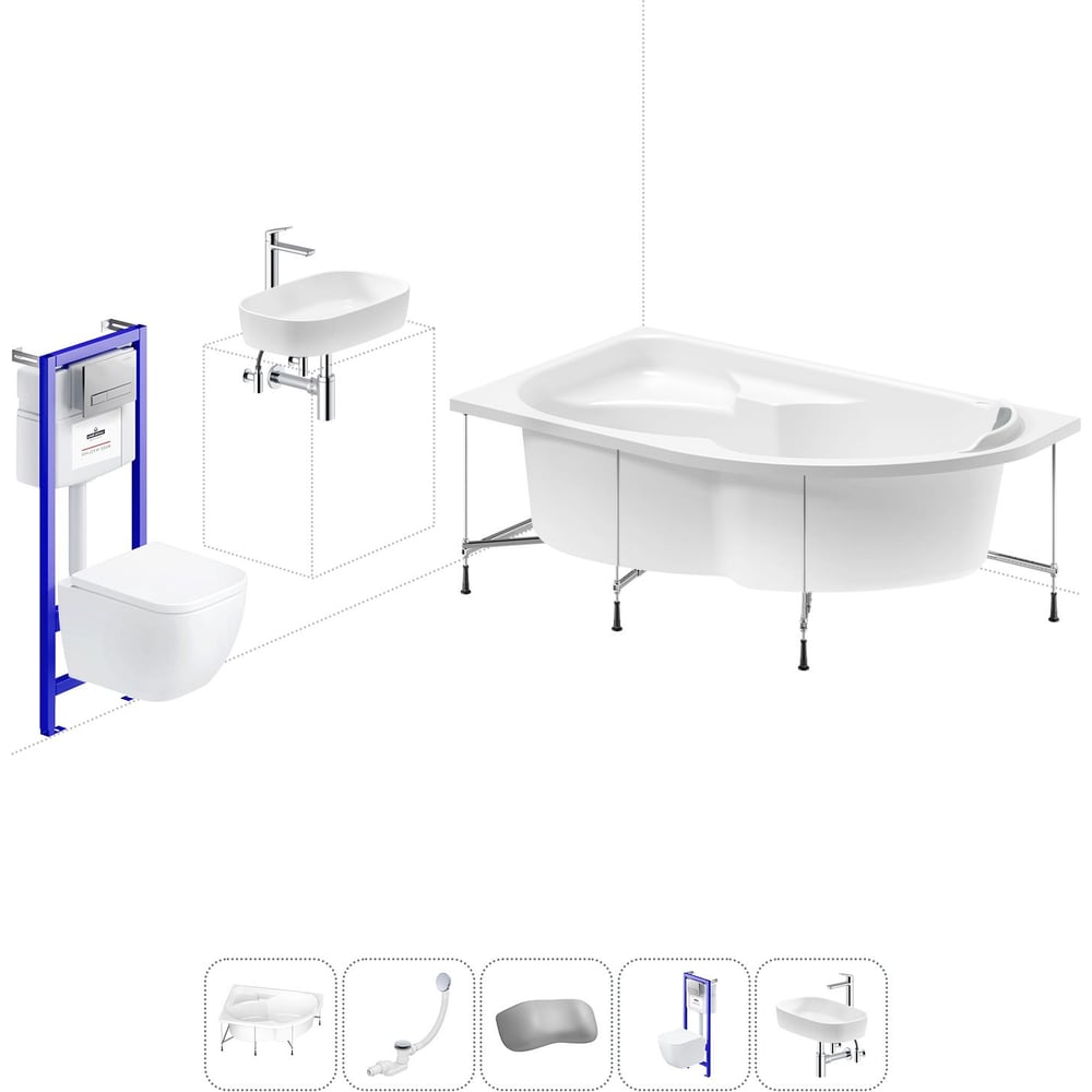 Изображение товара Комплект 6 в 1 Lavinia Boho Grance Hill - ванна и унитаз акрил встроенный стильный