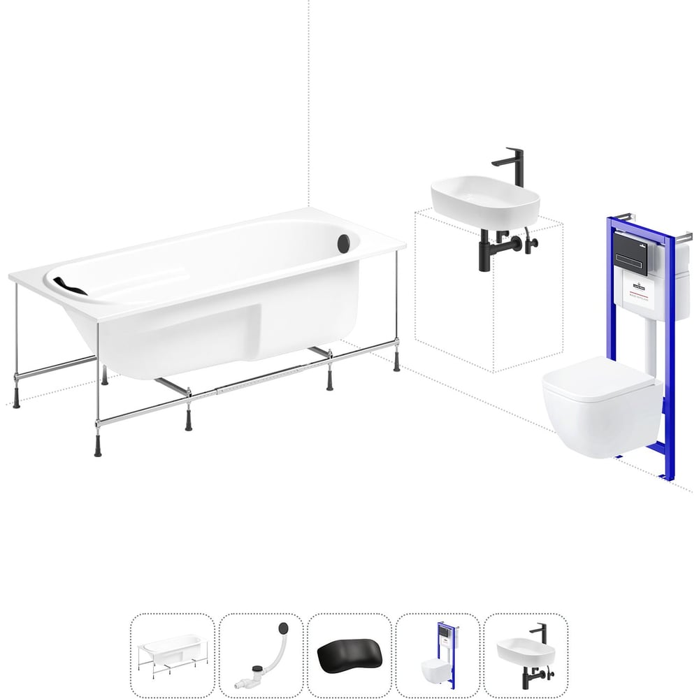 Изображение товара Комплект ванна и унитаз Lavinia Bristol 6 в 1 акриловая современная ванна