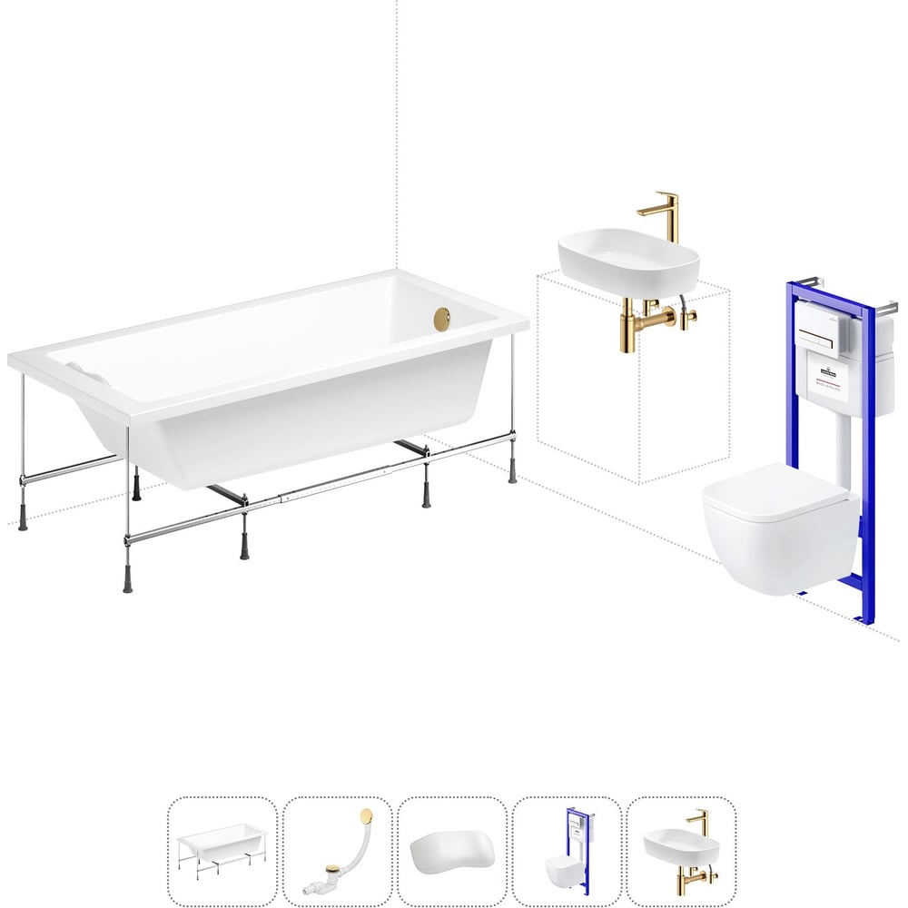 Изображение товара Акриловая ванна Lavinia Boho Element 170x80 с инсталляцией и комплектом