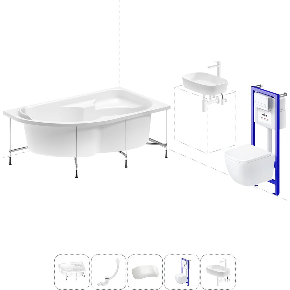 Изображение товара Комплект 6 в 1 Lavinia Boho Grance Hill для ванной комнаты с акриловой ванной и унитазом