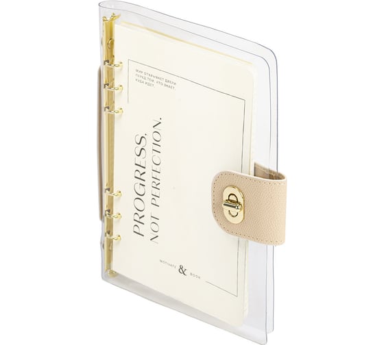 Изображение товара Бизнес-блокнот BRAUBERG А5 180x235мм Fabulous, гибкий, на кольцах, застёжка, 80л, бежевый 116194