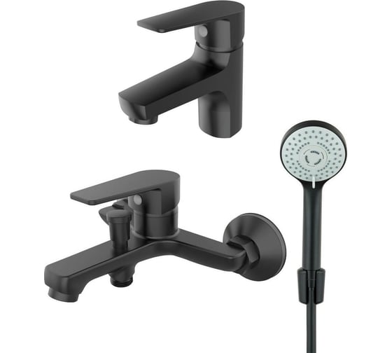 Изображение товара Набор смесителей ORANGE Loop черный матовый, с душевыми аксессуарами M26-311b БП-00002866
