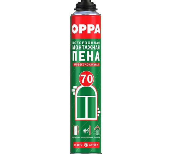 Изображение товара Монтажная пена профессиональная всесезонная OPPA для пистолета, выход 70 л, полиуретановая, 875 мл PROF70 OPPAPROF70