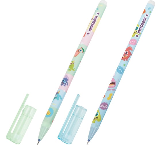 Изображение товара Ручка стираемая гелевая ЮНЛАНДИЯ с принтом МОНСТРИКИ, СИНЯЯ, КОМПЛЕКТ 36 шт., линия 0,35мм 144411