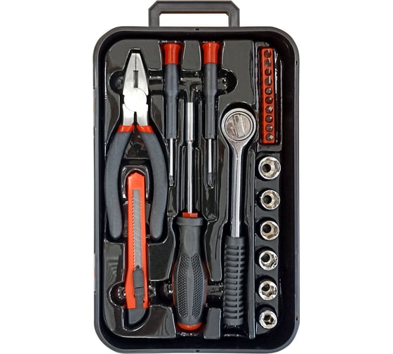 Изображение товара Набор инструментов универсальный ГРАНДМАСТЕР 22 предмета, пластиковый бокс 671326
