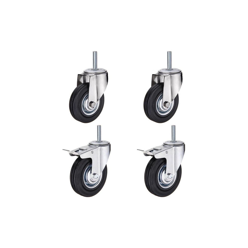 Изображение товара Комплект поворотных колес с тормозом RUSKLAD 125 мм (4 шт)