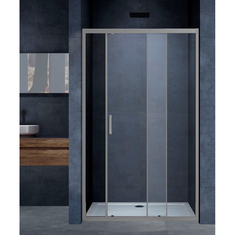 Изображение товара Душевая дверь VINCEA Alpha 1200 из вороненой стали стекло 6 мм с двойными раздвижными дверями