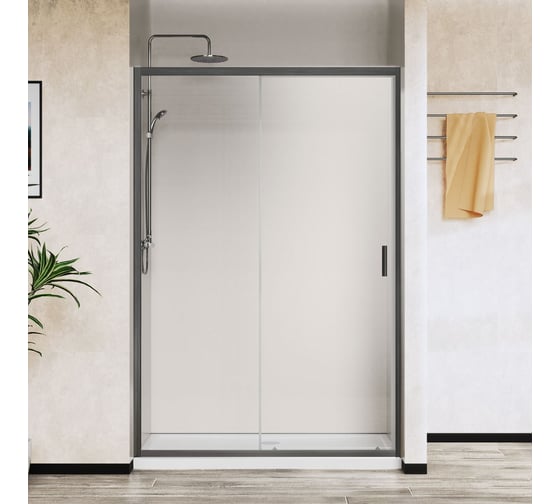 Изображение товара Душевая дверь VINCEA City 1200, вороненая сталь, стекло прозрачное VDS-5CT120CLGM