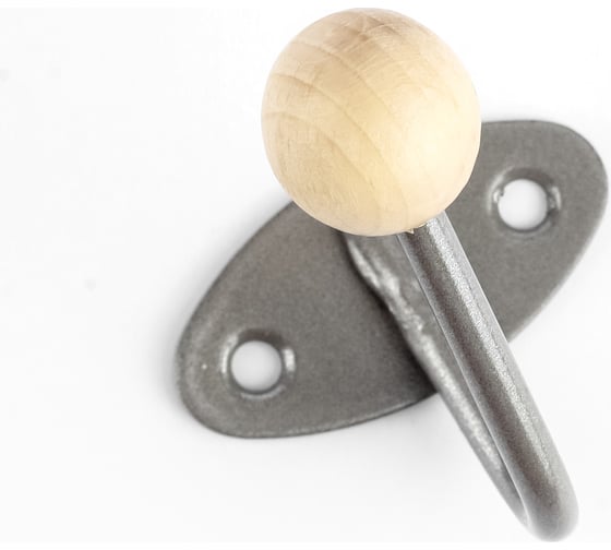 Изображение товара Крючок-вешалка с деревянным шариком Трибатрон КВД-1 алюминиевый металлик 87464