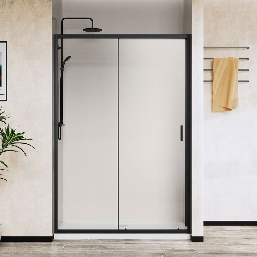 Изображение товара Душевая дверь VINCEA City 1300 черная с прозрачным стеклом