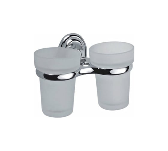 Изображение товара Держатель для зубных щеток и пасты HAIBA с двумя стаканами, хромированный HB1508