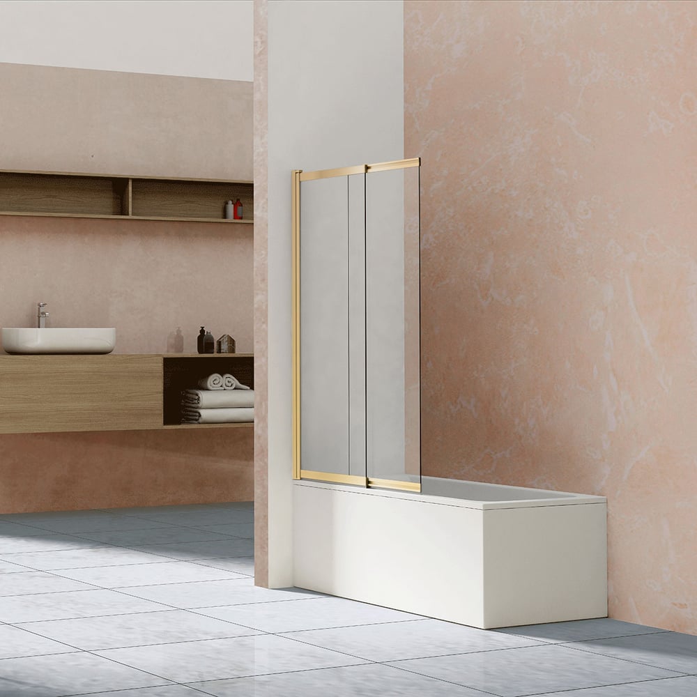 Изображение товара Душевая шторка VINCEA 1000x1450 стекло прозрачное брашированное золото