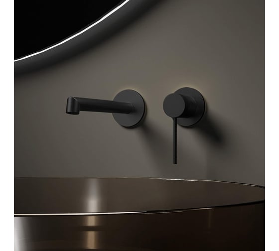 Изображение товара Смеситель для раковины VINCEA Rim встраиваемый однорычажный, черный матовый VBFW-2RM1MB