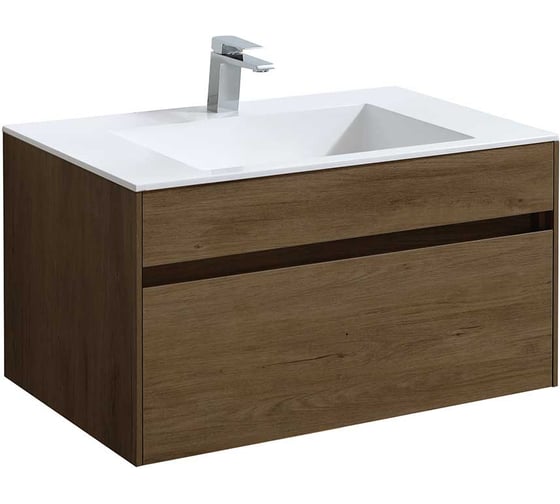 Изображение товара База под раковину VINCEA Chiara 800 подвесная, 1 выкатной ящик soft-close, T. Oak. VMC-2C800TO