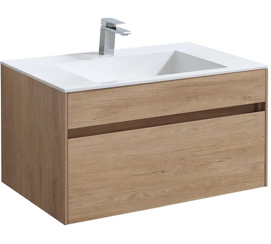 Изображение товара База под раковину VINCEA Chiara 800 подвесная, 1 выкатной ящик soft-close, N.Oak. VMC-2C800NO
