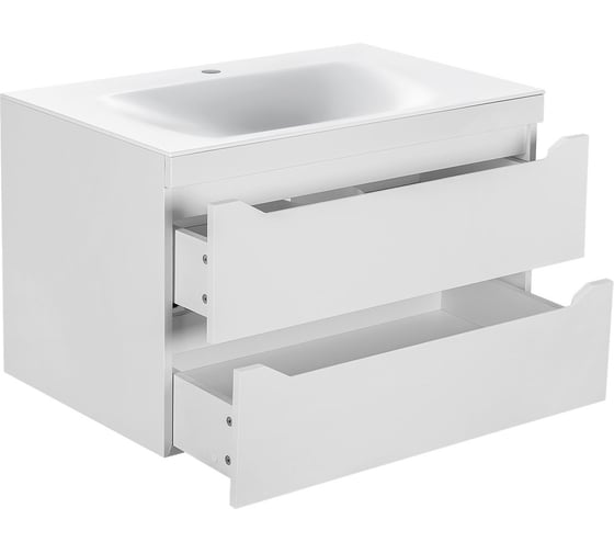 Изображение товара База под раковину VINCEA Fine 800 подвесная, 2 выкатных ящика soft close, G.White. VMC-2F800GW