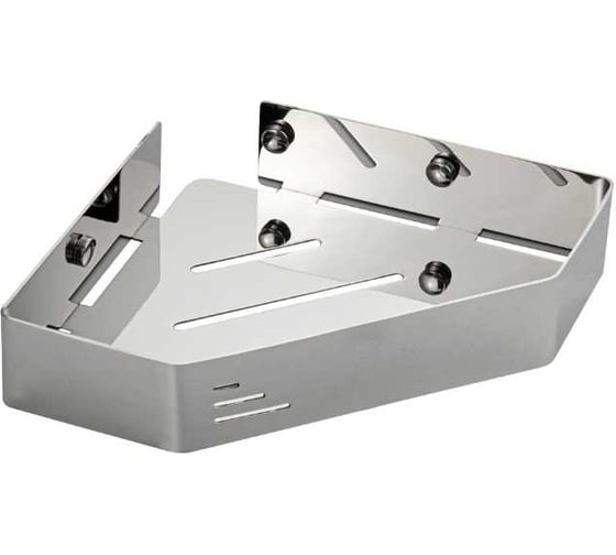 Изображение товара Полочка BRIMIX литая, угловая, пятиугольная, 25х4х18 см, из нержавеющей стали, цвет хром 5689