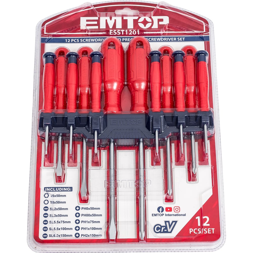 Изображение товара Набор отверток для точных работ emtop 12 шт магнитный наконечник
