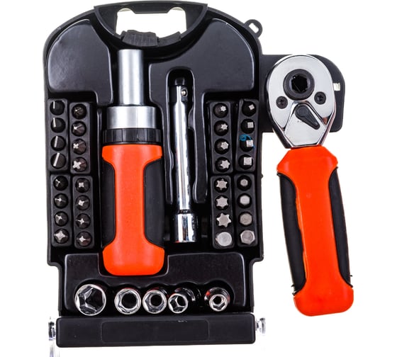 Изображение товара Набор бит и торцевых головок с отверткой и трещоткой 39 предметов Gigant GSBR-1