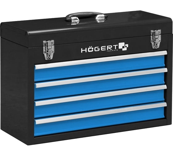 Изображение товара Металлический инструментальный ящик HOEGERT TECHNIK 4 выдвижные секции HT7G075