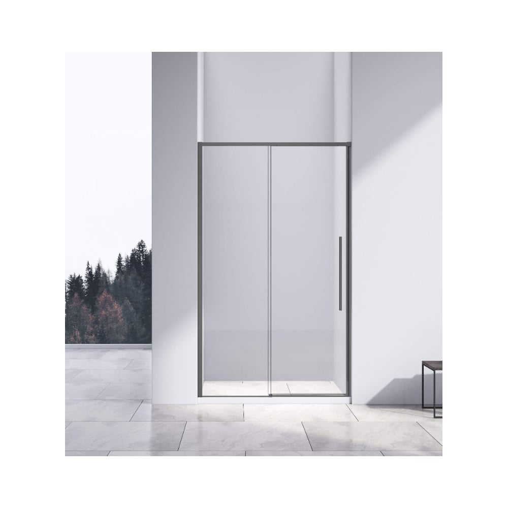 Изображение товара Душевая дверь VINCEA Slim-N 1300 из вороненой стали и стекла 6 мм