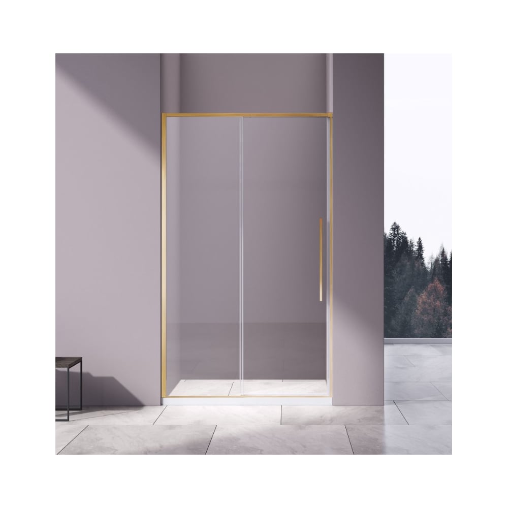 Изображение товара Душевая дверь VINCEA Slim-N 1200 брашированное золото стекло прозрачное