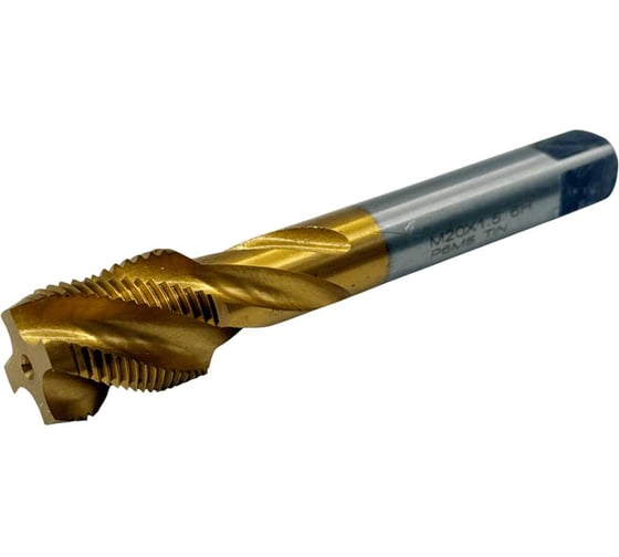 Изображение товара Метчик машинно-ручной TORNERI М 20х1.5 Р6М5 ГОСТ 17933-72 с винтовой канавкой с покрытием TiN Т025925