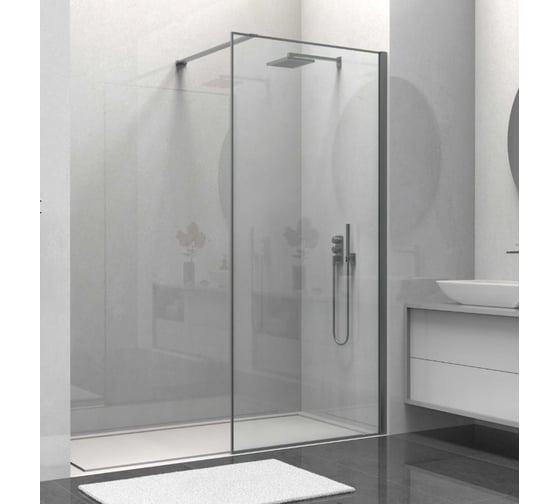 Изображение товара Душевая перегородка VINCEA Walk-In 900_2000, вороненая сталь, стекло прозрачное VSW-1HS900CLGM