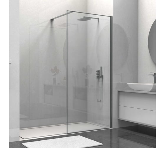 Изображение товара Душевая перегородка VINCEA Walk-In 800_2000, вороненая сталь, стекло прозрачное VSW-1HS800CLGM