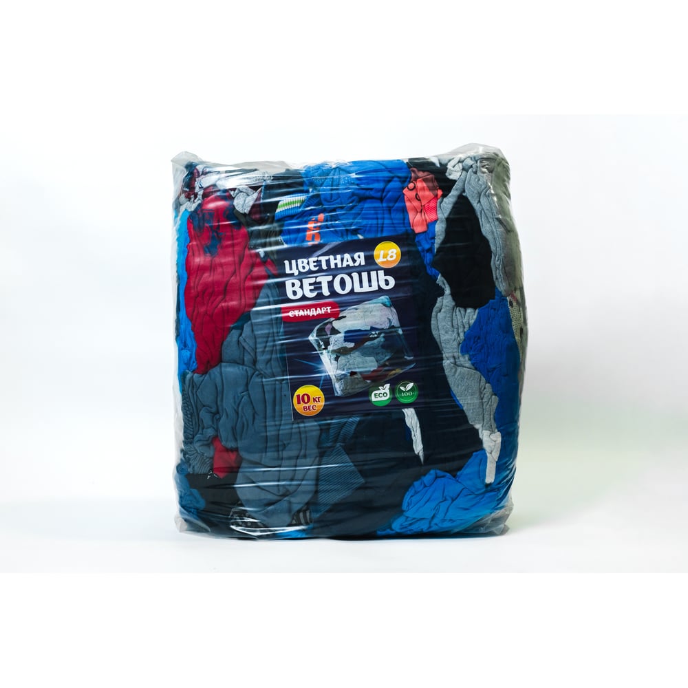 Изображение товара Ветошь цветная ООО БАЛТСТРОЙ СПБ 10 кг смесовая ткани разноцветная