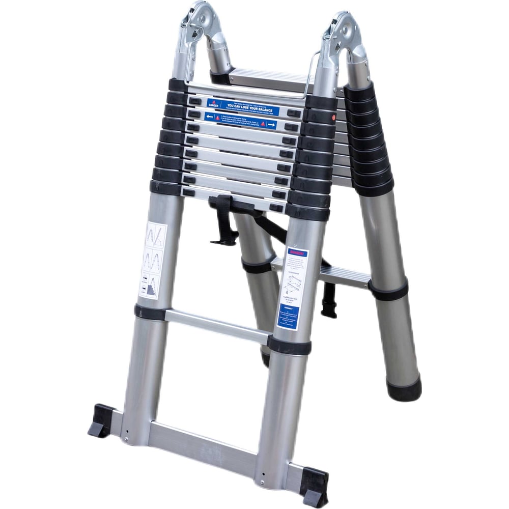 Изображение товара Лестница-стремянка телескопическая алюминиевая бытовая Scheppach 3.2+3.2м, 10+10 ступеней Sch-UP320-M(62499)