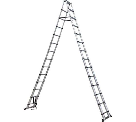 Изображение товара Стремянка телескопическая алюминиевая бытовая Scheppach 4.1м, 14+14 ступеней Sch-UP410-2(62504)