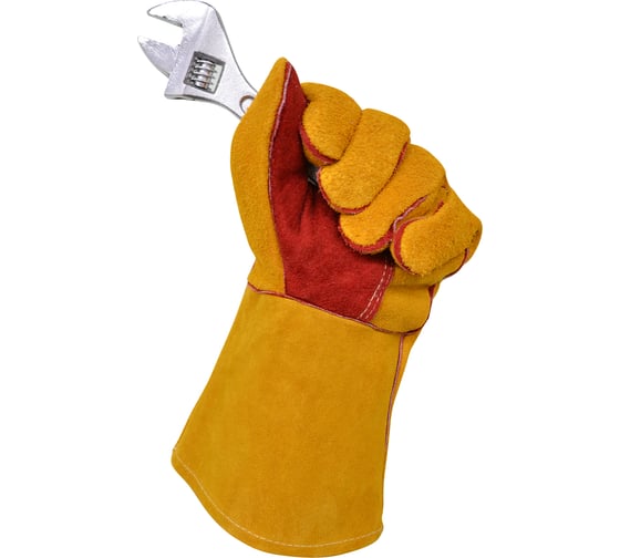 Изображение товара Краги Arcticus спилк КРС желтые АВ, подкл/флис, Kevlar, 35см,коробка 72 пары размер 11, 200540-1172