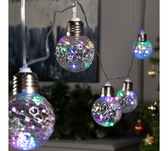 Изображение товара Нить Luazon ROSA 3 м, с насадками Лампочки шары 5 см, IP20, Н.С. LED-80-12V, 8 режимов, мульти 6929864