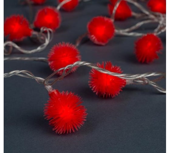 Изображение товара Нить Luazon DCR 5 м, с насадками Ежики Красные, IP20, Н.С. LED-30-220V, 8 режимов, красный 3590697