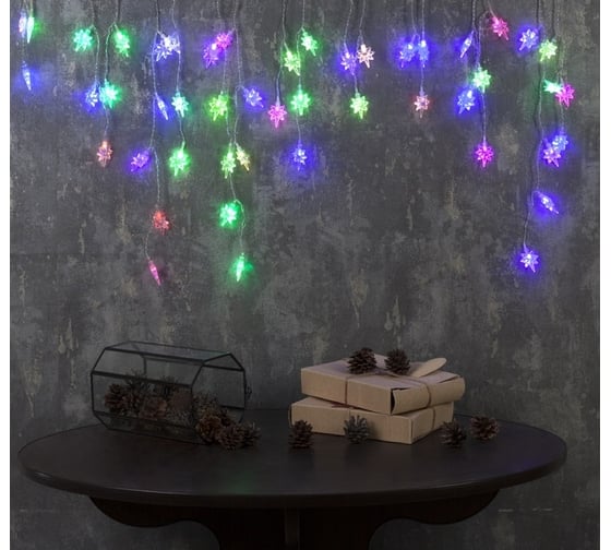 Изображение товара Бахрома Luazon DECOR Звезды 4 см, IP20, Ш1.8 м, В0.5 м, Н.С. LED-48-220V, моргает, RGRB 3556863