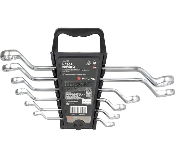 Изображение товара Набор ключей накидных дюймовых Airline PRO 6предметов, 5/16-15/16, холдер ATAF109