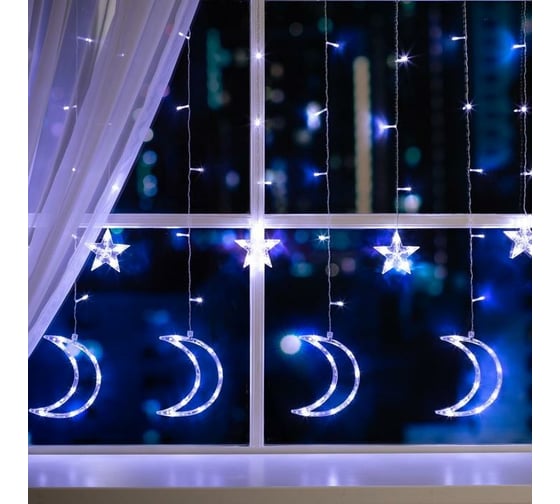 Изображение товара Бахрома Luazon DECOR Месяц, IP20, Ш2.7 м, В0.9 м, Н.С. LED-138-220V, 8 режимов, белый 4356980