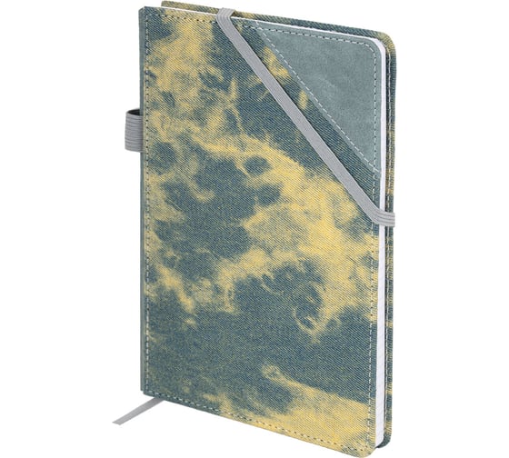 Изображение товара Блокнот BRAUBERG А5 135x210мм Denim, ткань/экокожа, резинка, держатель, 80л, клетка, синий 117139