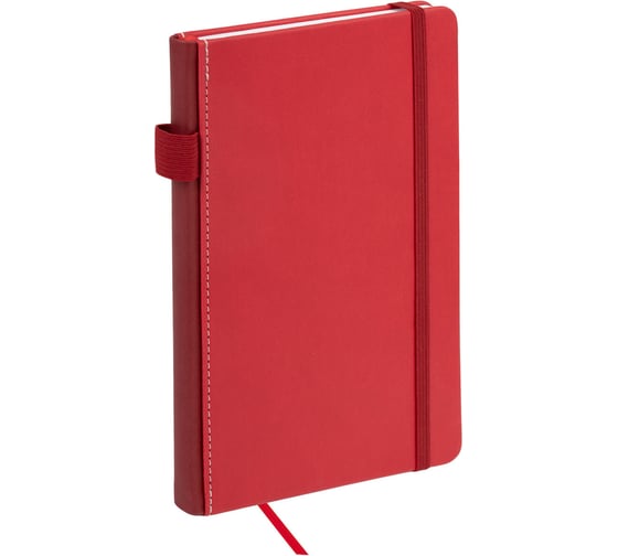 Изображение товара Блокнот BRAUBERG А5 135x212мм Edge, под кожу, резинка, держатель, 80л, клетка, красный 117147