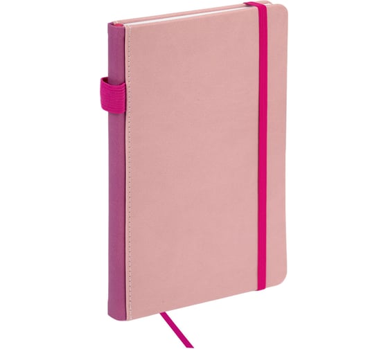 Изображение товара Блокнот BRAUBERG А5 135x212мм Edge, под кожу, резинка, держатель, 80л, клетка, розовый 117148