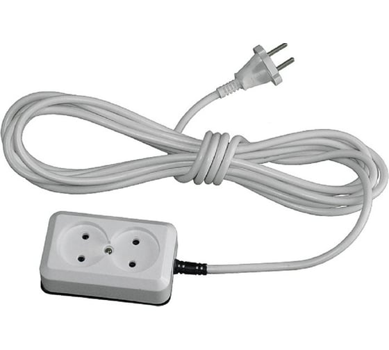 Изображение товара Удлинитель сетевой ООО Ливны-Электро провод ПВС 2х1, 2 розетки, L 3 м, белый У 643