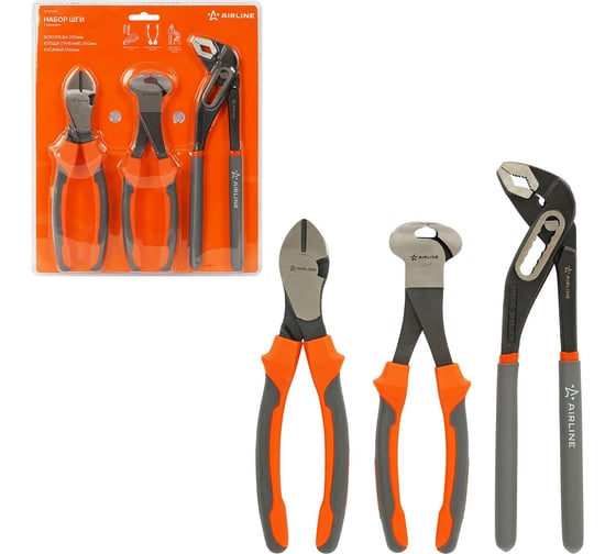 Изображение товара Набор Airline ШГИ 3пр. (бокорезы 200мм, клещи трубные 250мм, кусачки 200мм) блистер ATCF007