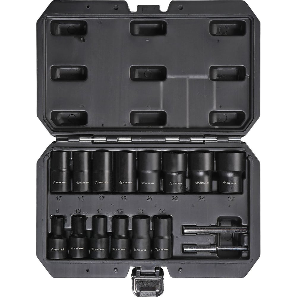 Изображение товара Набор головок для поврежденных болтов и гаек AIRLINE кейс 16 предметов ATHD006
