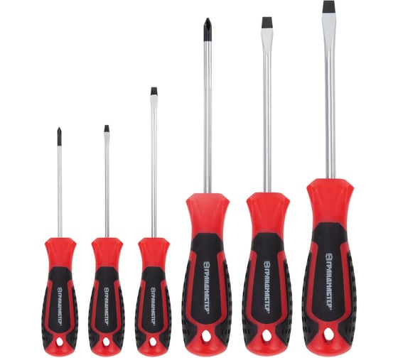 Изображение товара Набор отверток Грандмастер SL/Ph, 6шт, CrV, двухкомпонентные рукоятки 671328